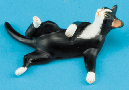 Dollhouse Miniature Cat, Black And White